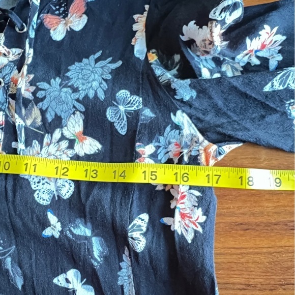The Kooples Lace Up Black Butterfly Floral Print Dress size 3 - Picture 10 of 15